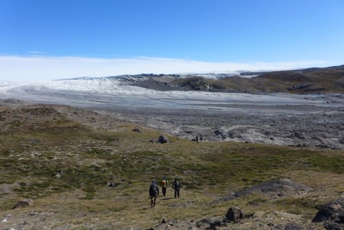 Crossing to the ice sheet from the camp